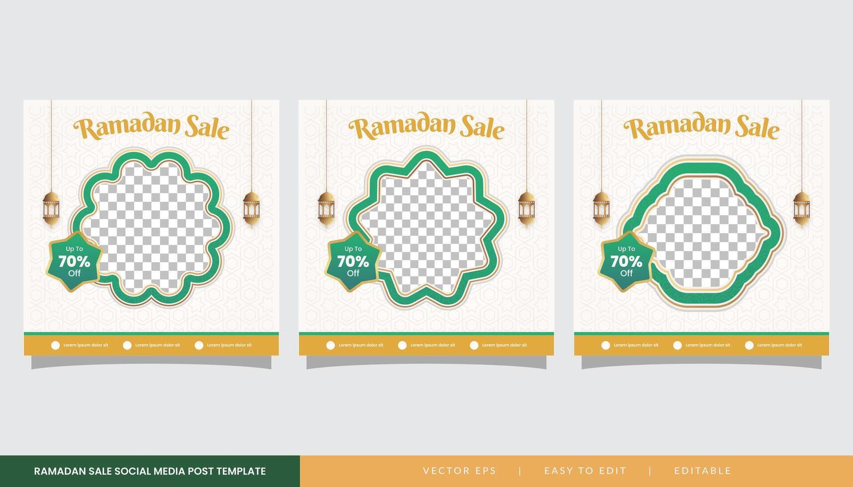 ramadan sale social media post template banner advertising with white clean background and copy space vector