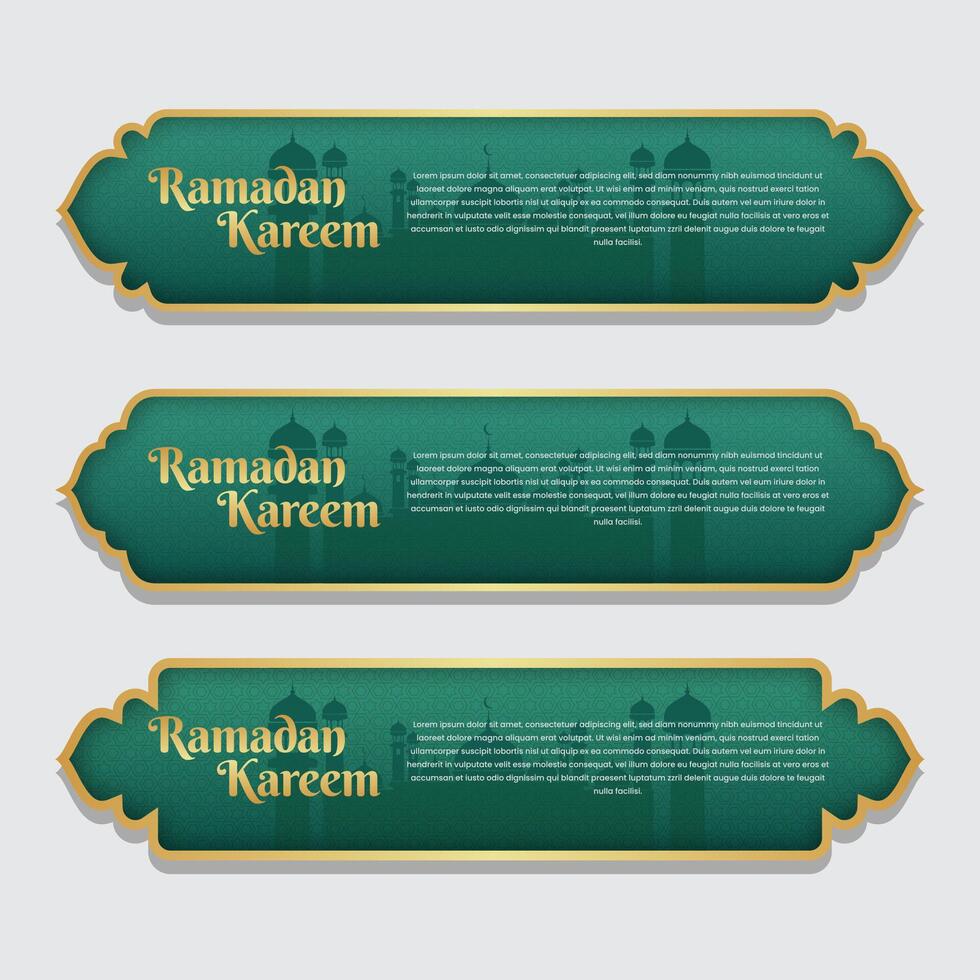 Ramadan kareem islamic banner label set template vector
