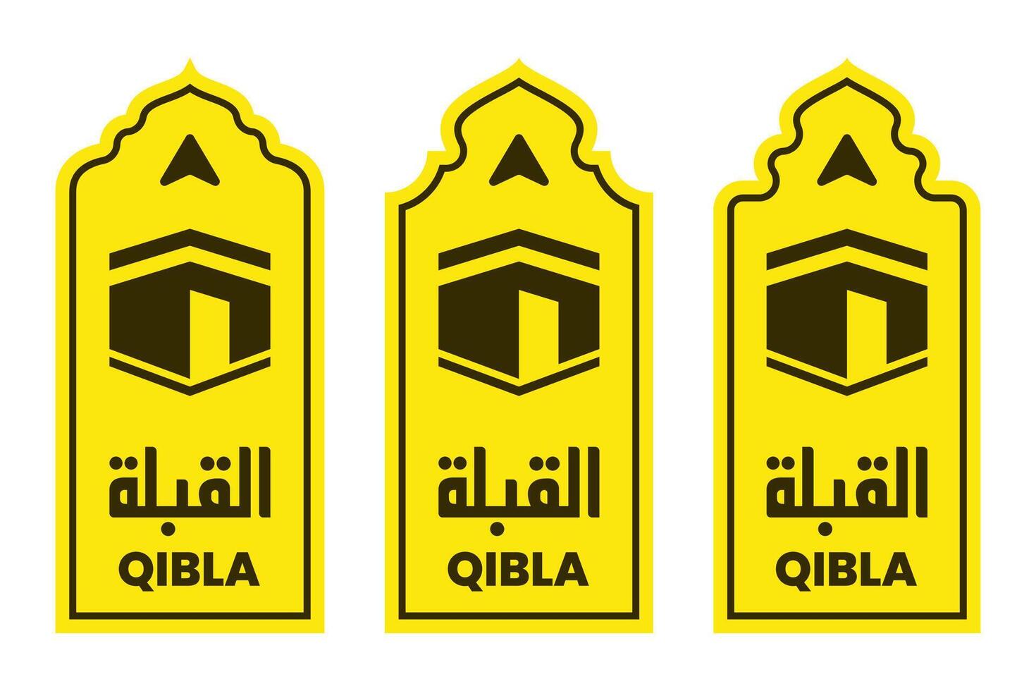 conjunto de qibla firmar dirección para mezquita o oración habitación aislado vector