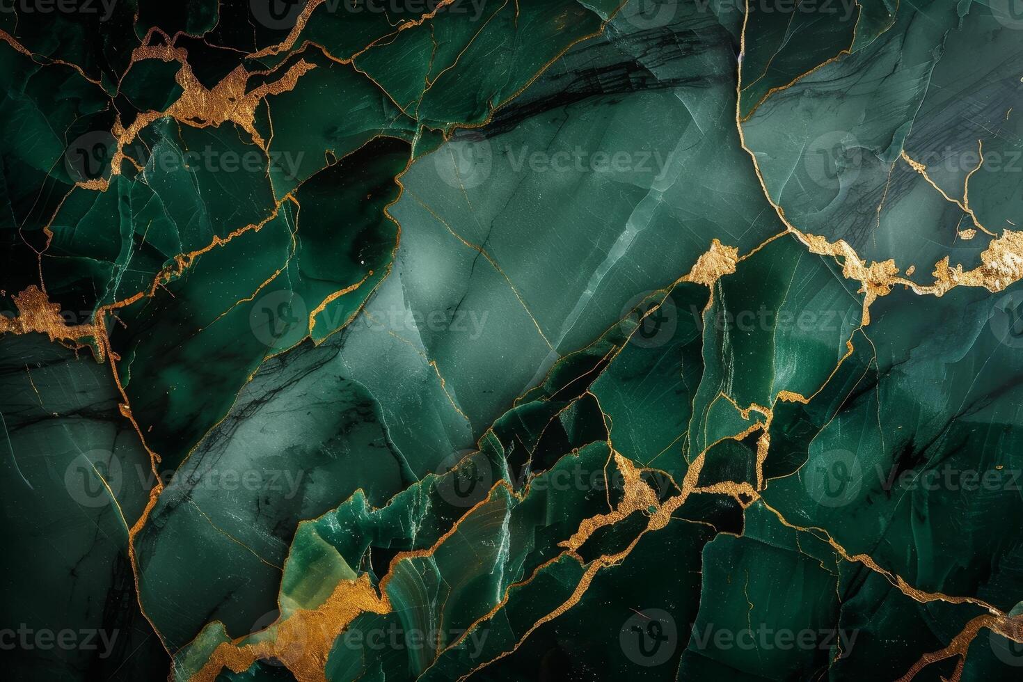 AI Generated abstract background made of green onix with golden veins photo