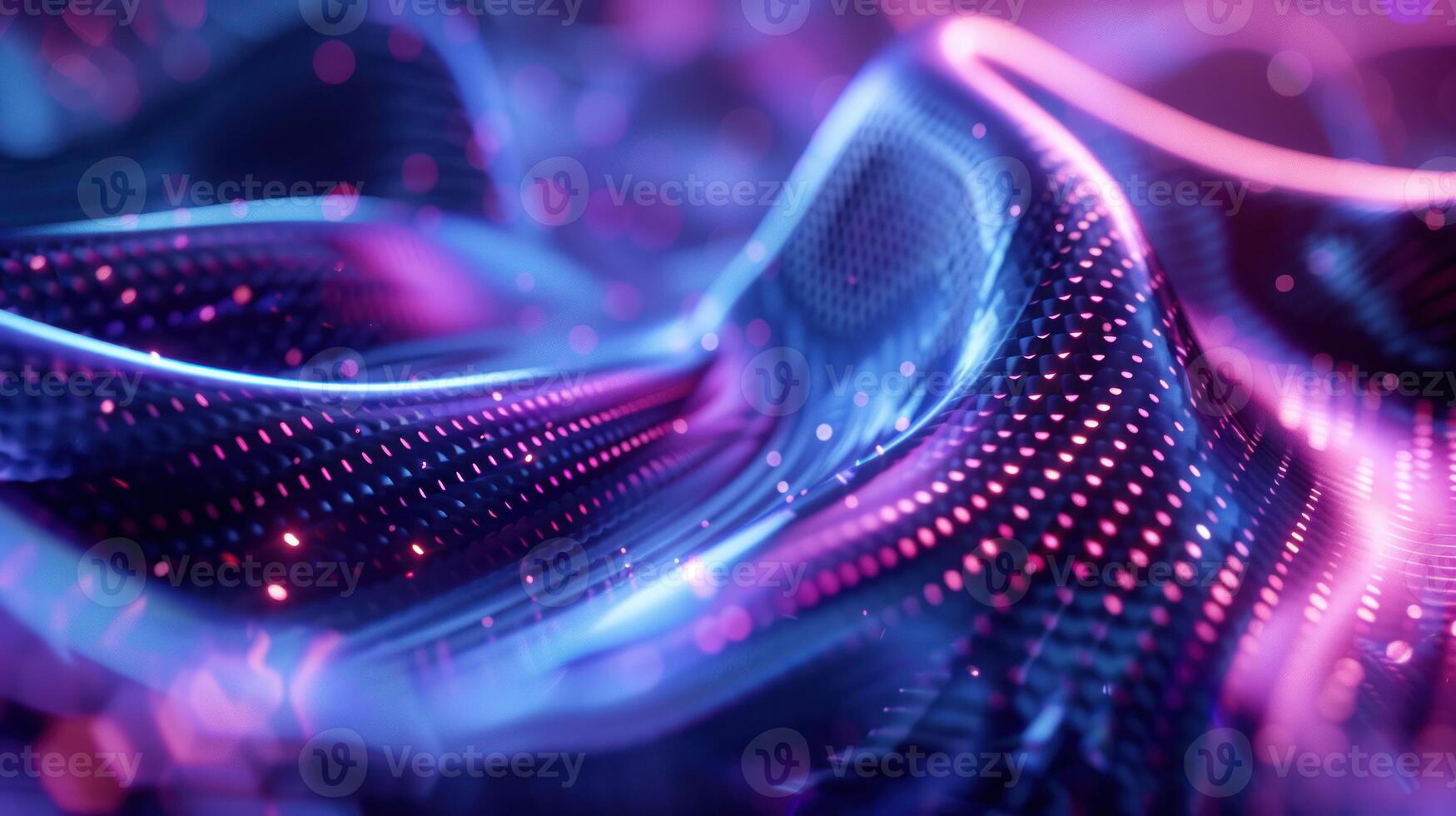 AI generated Abstract waves with dotted pattern futuristic technology background photo