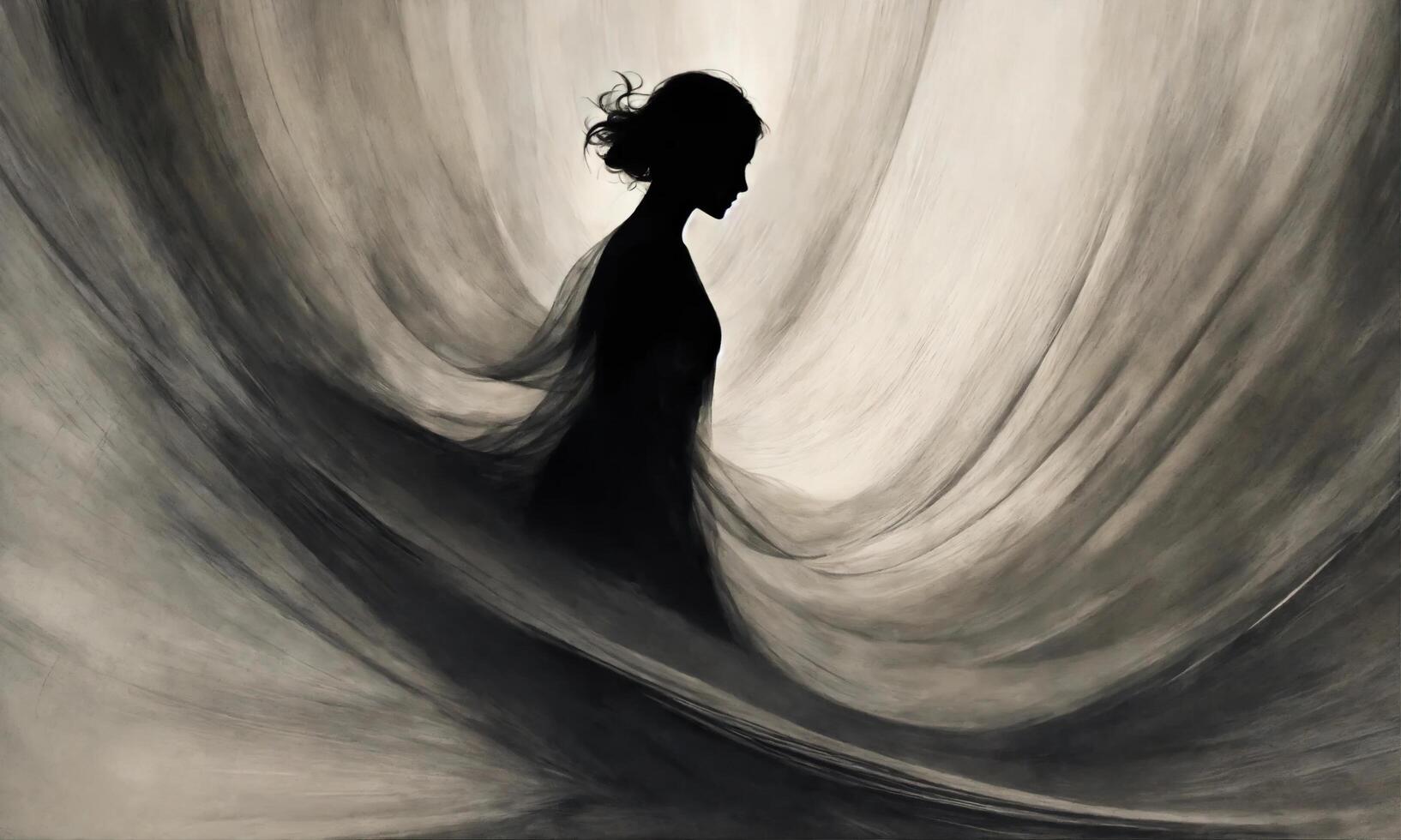AI generated Blurry motion silhouette of a girl with long hair. ai generative photo