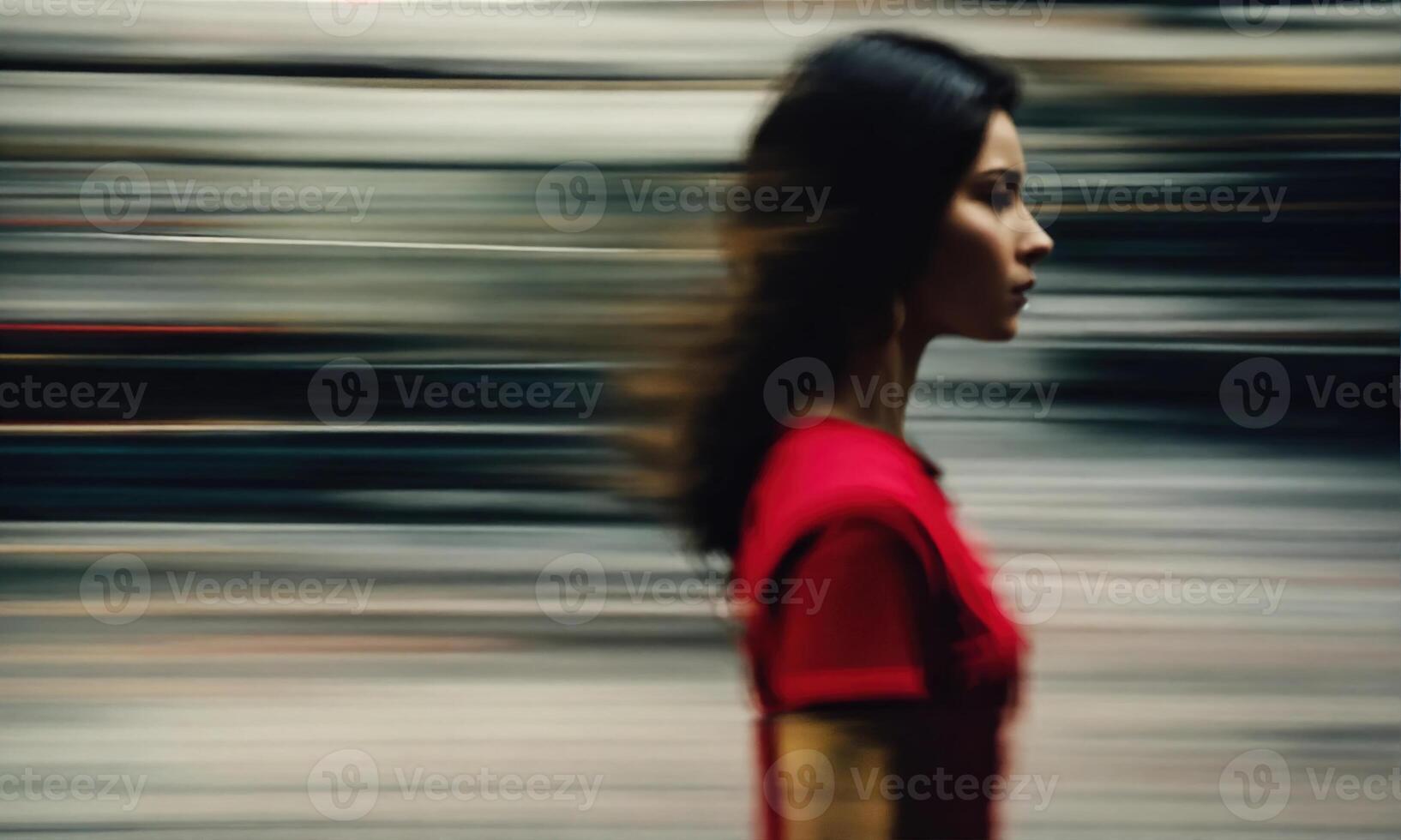 AI generated Blurry motion silhouette of a girl with long hair. ai generative photo