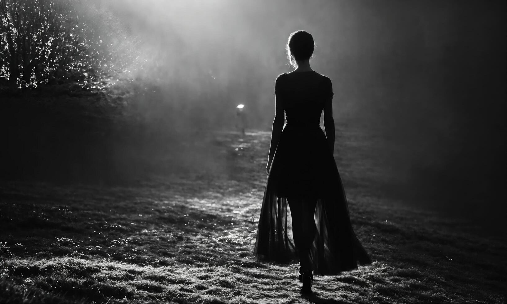 AI generated Blurry motion silhouette of a girl with long hair. ai generative photo