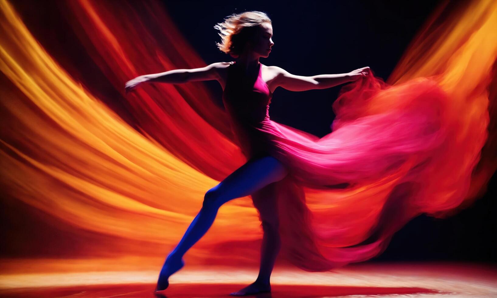 AI generated Blurry motion silhouette of a girl with long hair. ai generative photo