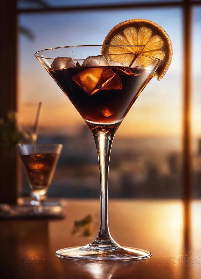 AI generated Cuba libre cocktail with rum, cola, lime and ice. ai generative photo