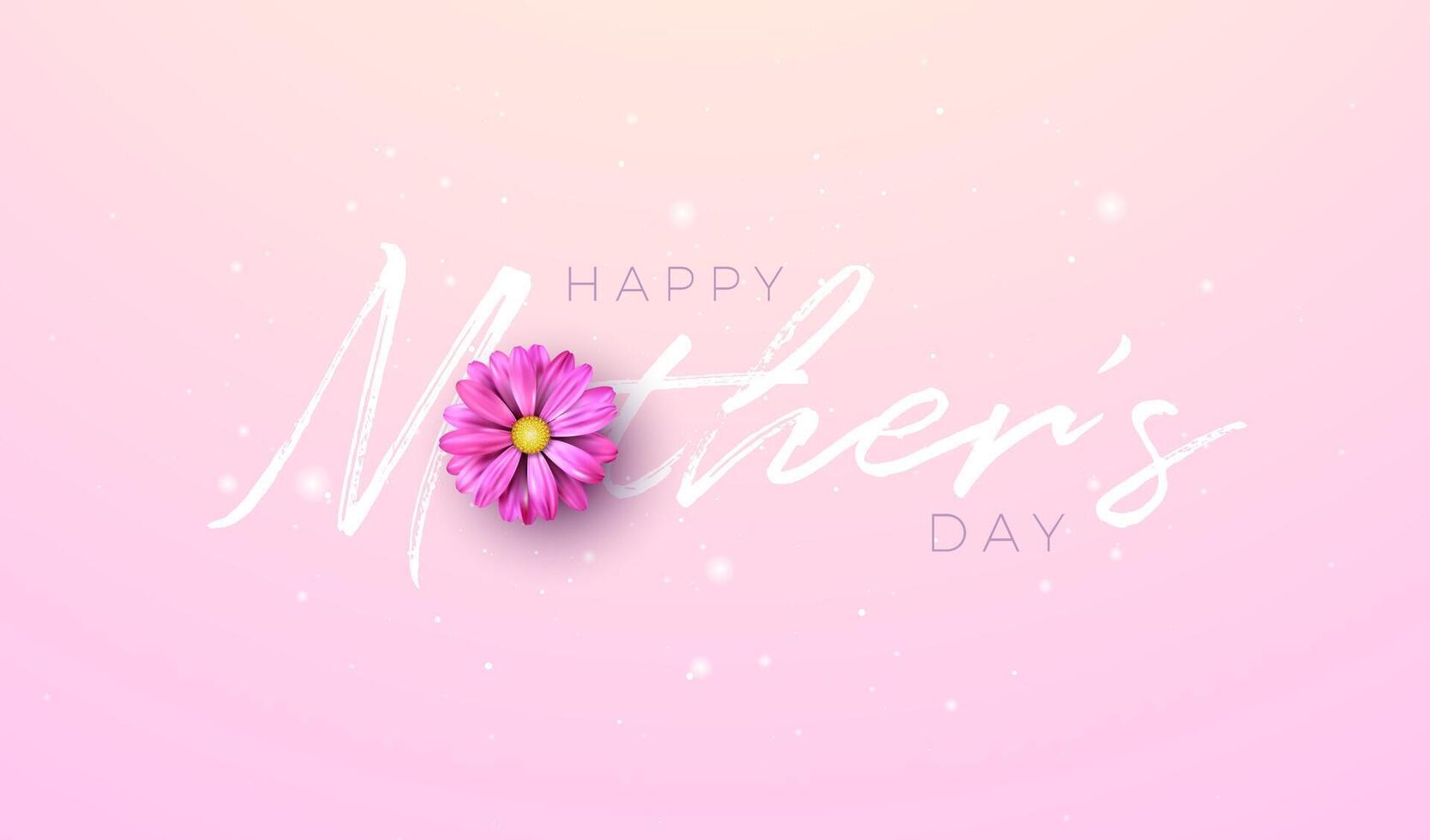 Mother Day Banner Illustration with Spring Flower and Typography Letter on Pink Background. Happy Mother's Day Vector Celebration Design for Postcard, Greeting Card, Flyer, Invitation, Brochure