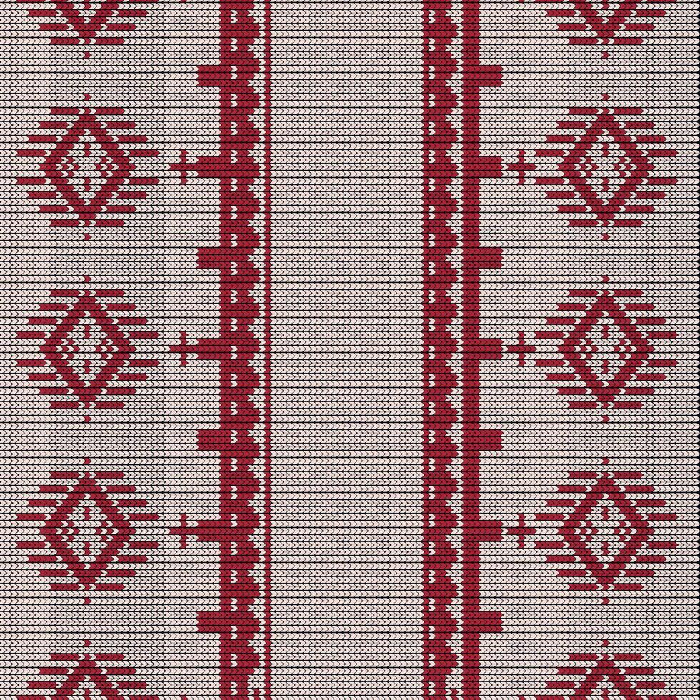 A Knitted Repeat Background, Vector Textile Templates, traditional cotton Knitted seamless pattern. red Embroidery Pattern