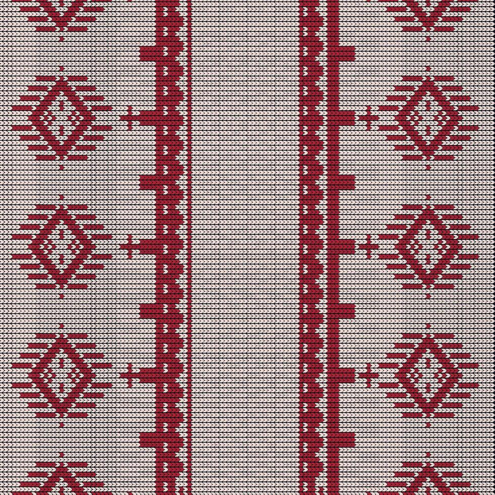 A Knitted Repeat Background, Vector Textile Templates, traditional cotton Knitted seamless pattern. red Embroidery Pattern