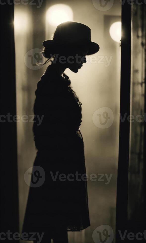 AI generated Blurry motion silhouette of a girl with long hair. ai generative photo