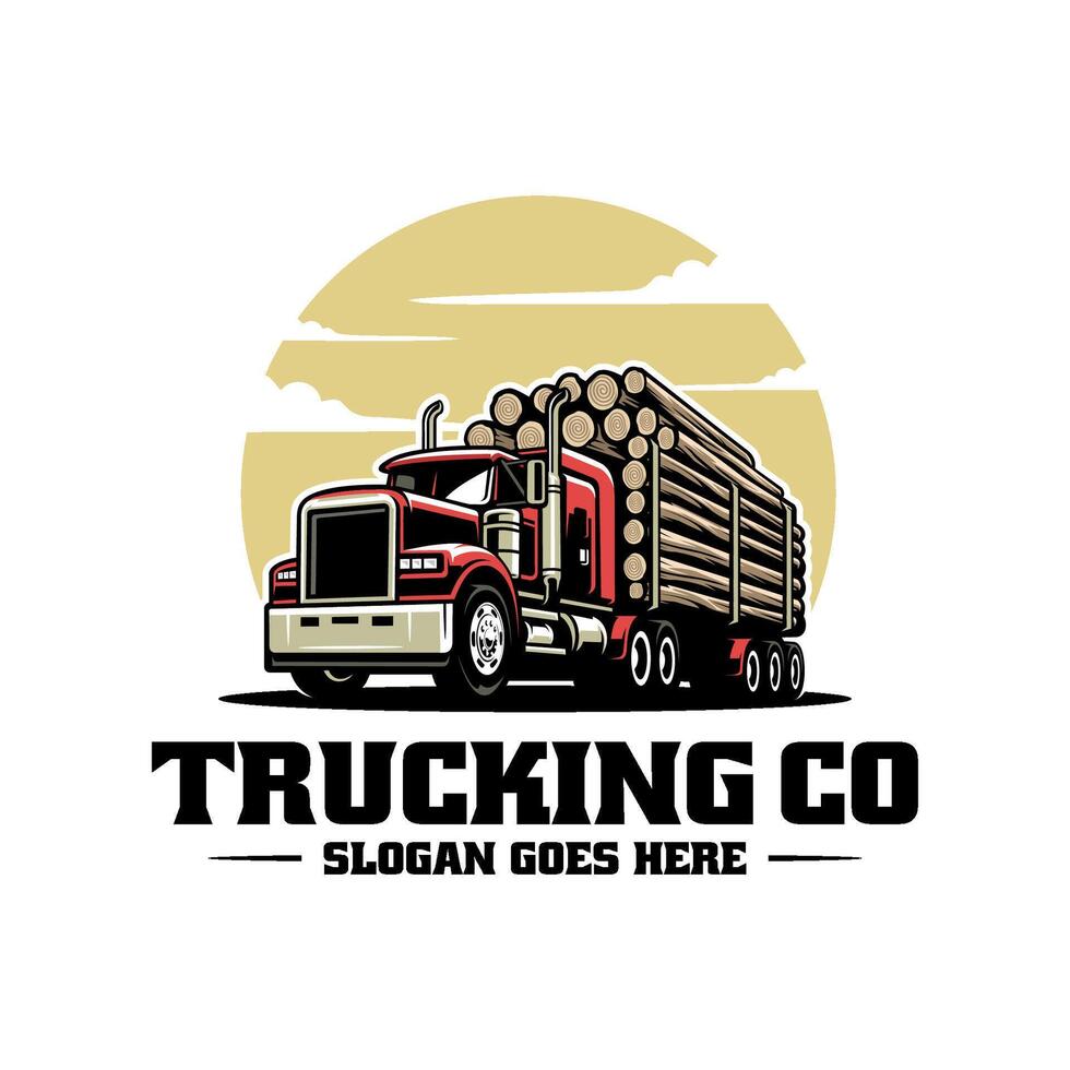 Logging truck illustration logo vector