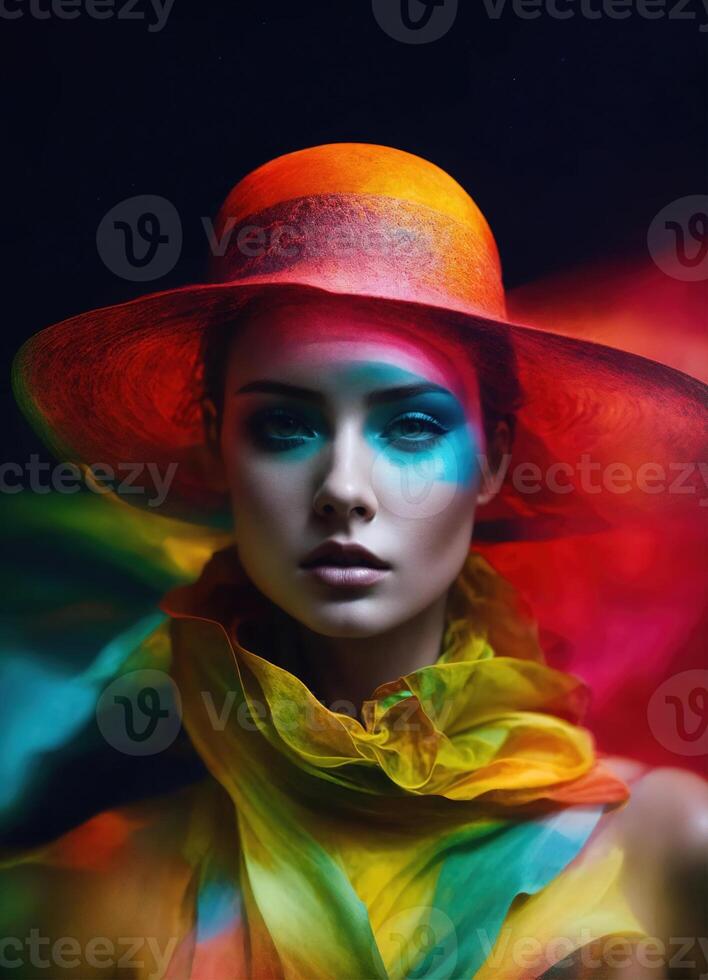 AI generated Fashion shot of a beautiful woman in elegant dress. ai generative photo