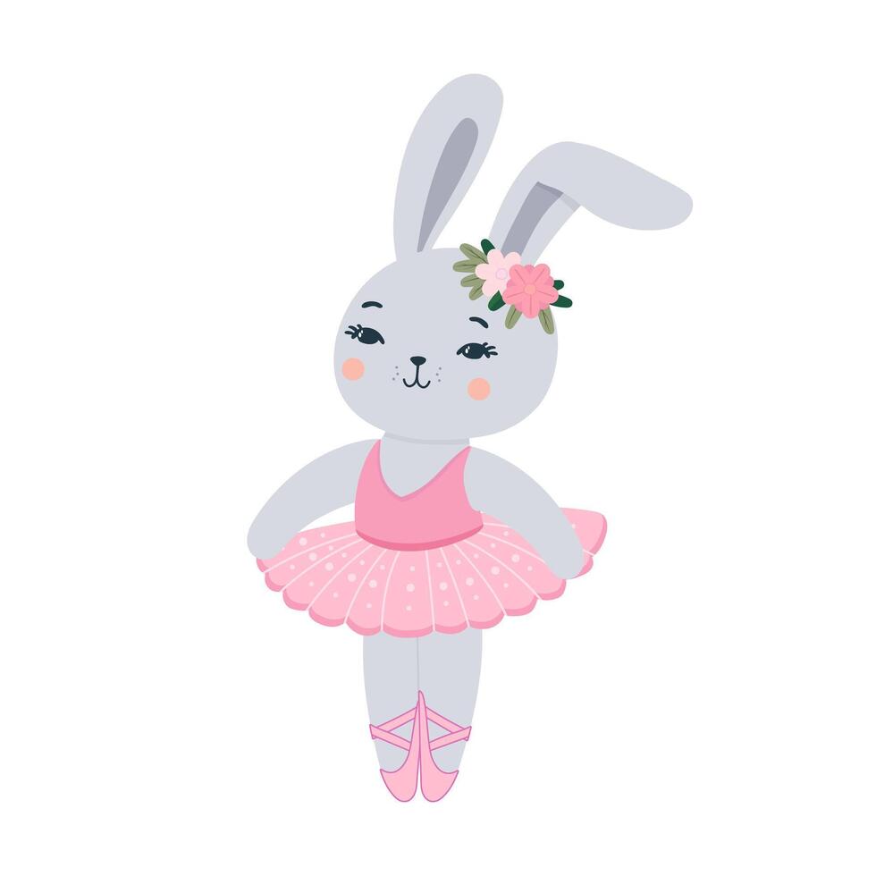 ballerina bunny illustration. dancing rabbit illuatration. baby shower invitation card. vector