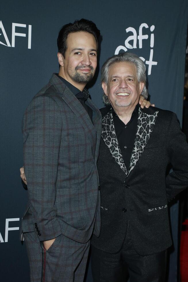 LOS ANGELES - NOV 10  Lin-Manuel Miranda, Luis Miranda Jr at 2021 AFI Fest - Opening Night Gala tick, tickBOOM at the TCL Chinese Theater IMAX on November 10, 2021 in Los Angeles, CA photo