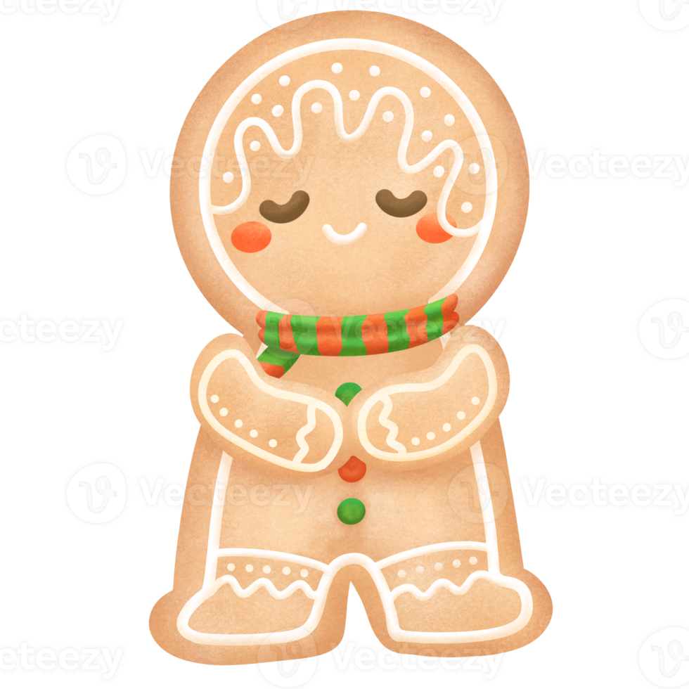 Natal clipart.cute personagem Pão de gengibre cookie.royal gelo biscoito.doce e sobremesa ilustração. png