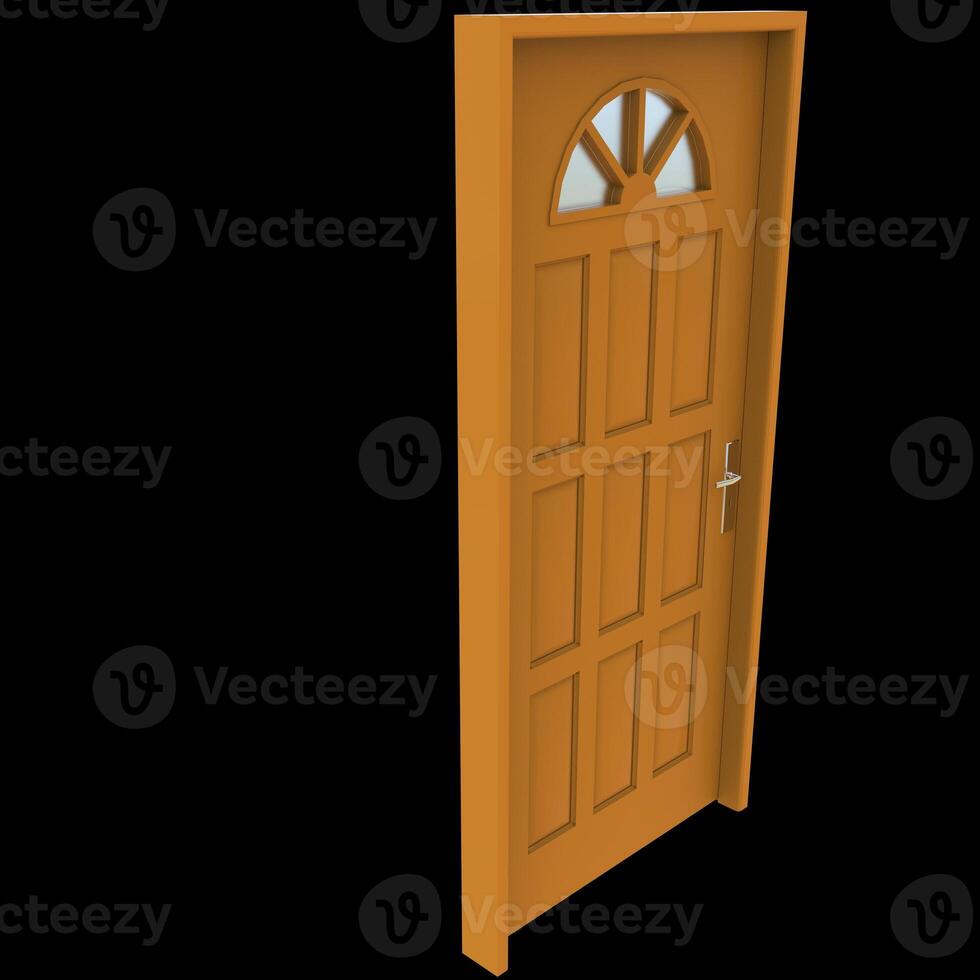 Orange door Unsealed Entry in Isolated Background photo