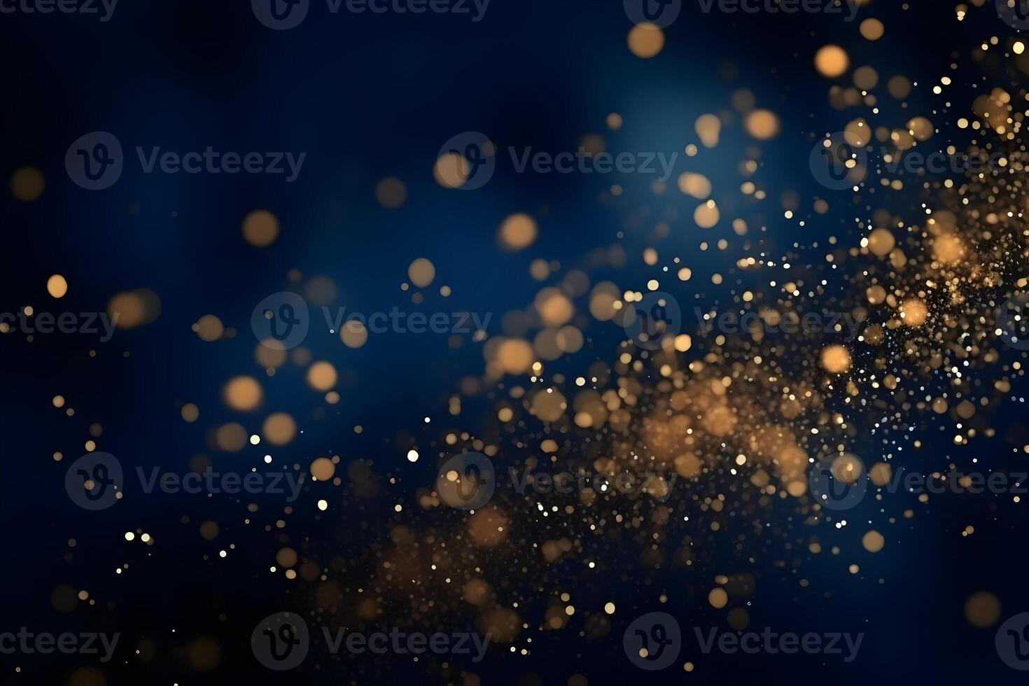 Gold glitter on a dark blue background. High qualityAI Generated photo