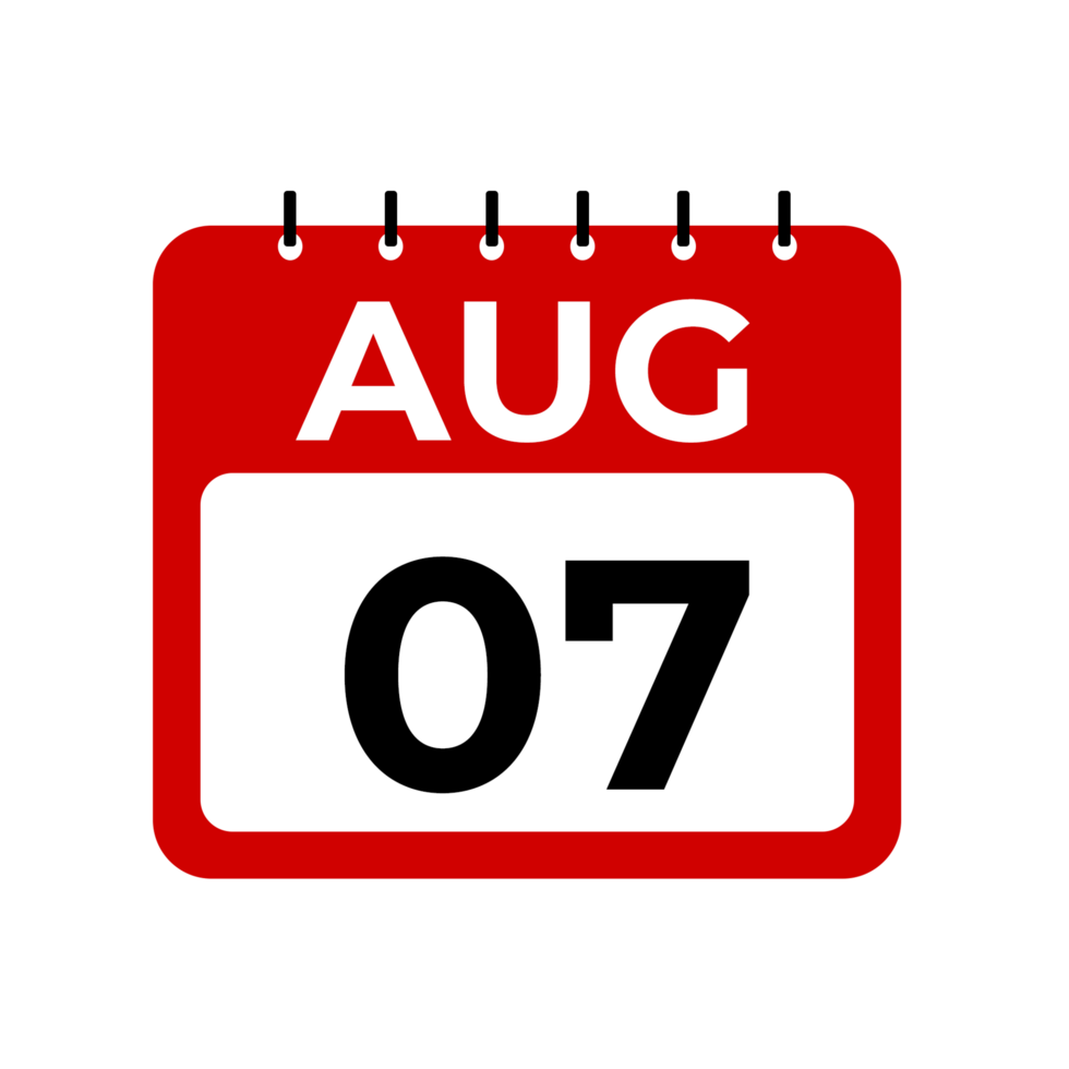 agosto 7 7 calendario recordatorio. agosto 7 7 diario calendario icono modelo. png