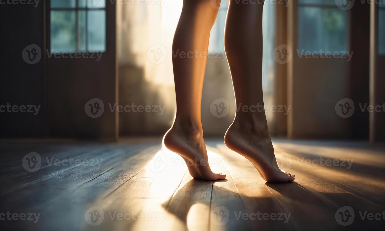 AI generated Close up of legs of a young woman walking. ai generative photo