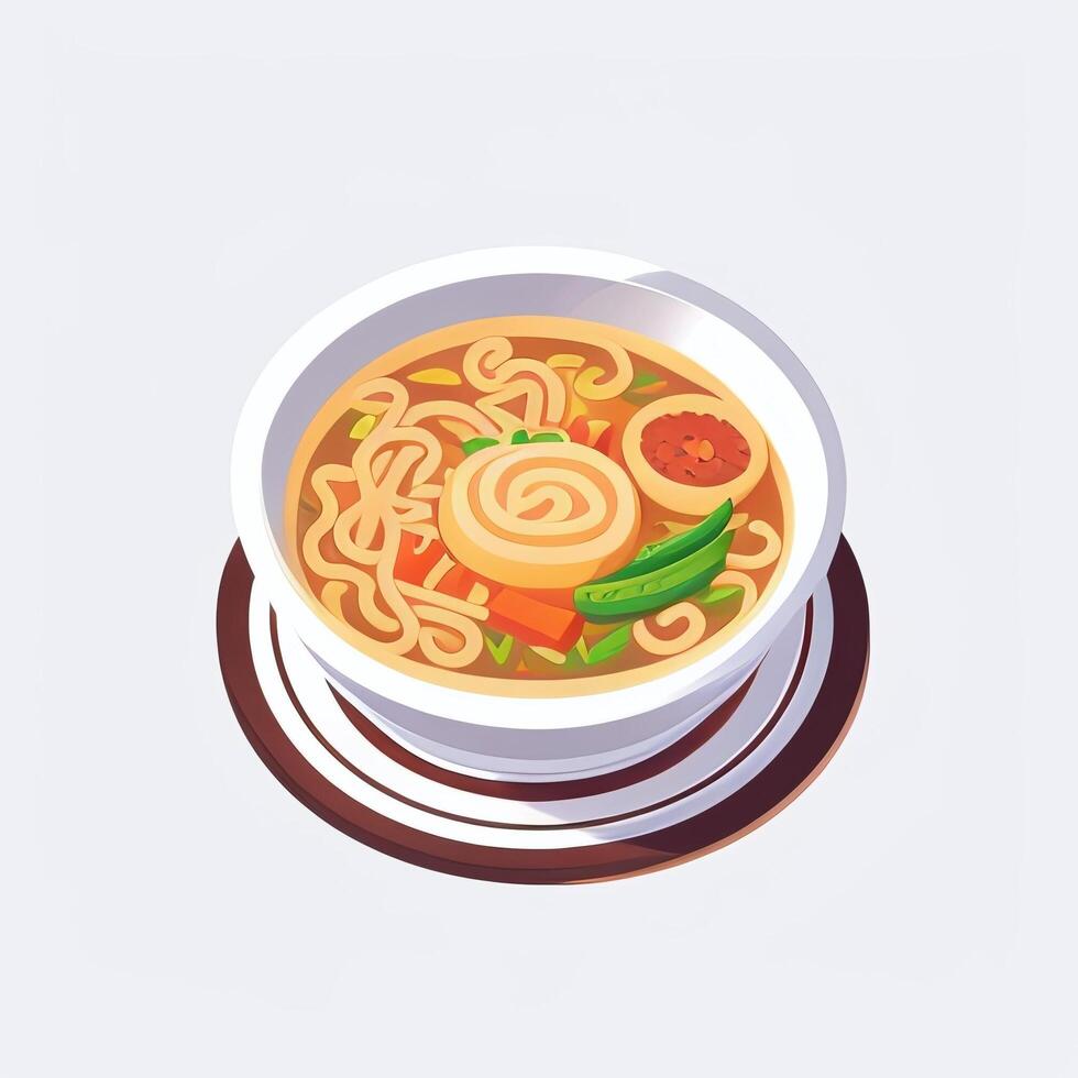 AI generated Ramen Noodle Portrait Avatar Clip Art Gamer Icon Sticker Decoration Simple Background photo