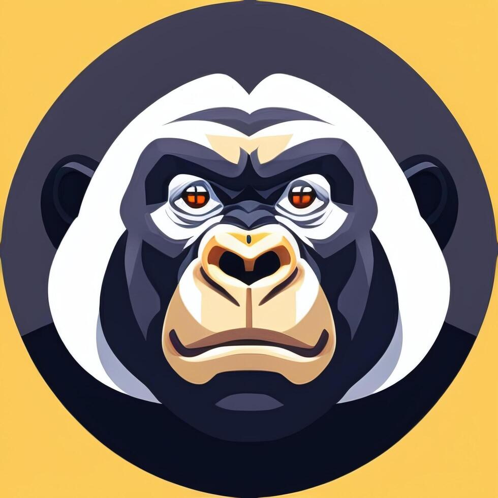 AI generated Gorilla Icon Avatar Gamer Clip Art Sticker Decoration Simple Background photo