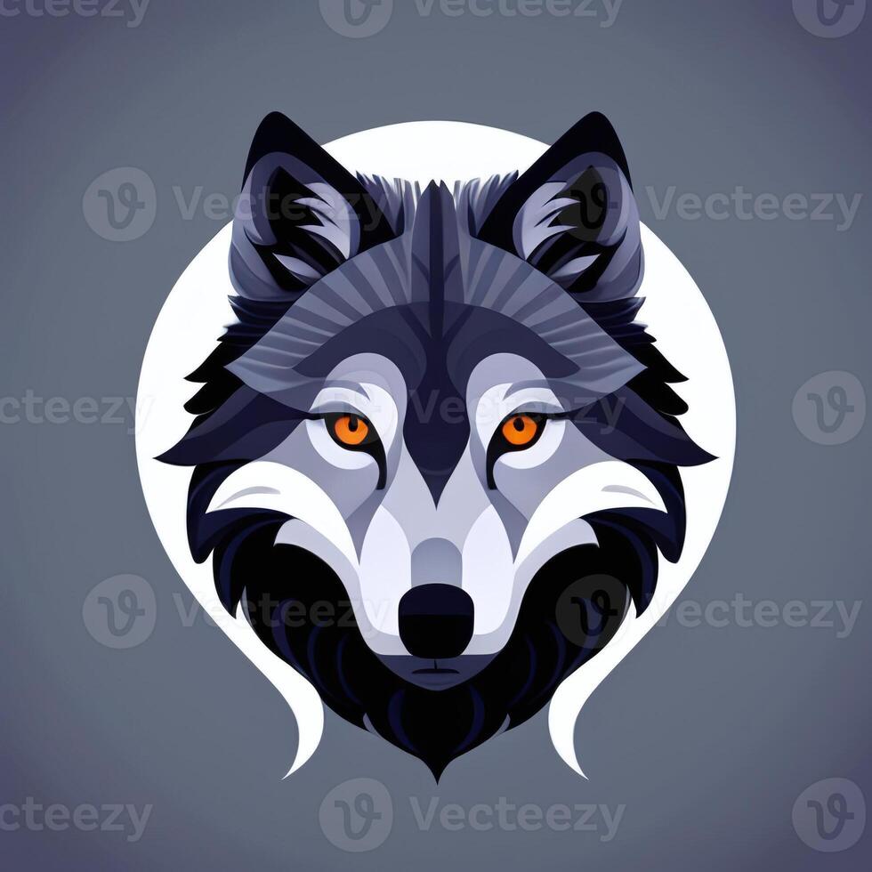 AI generated Cool Wolf Avatar Gamer Clip Art Sticker Decoration Simple Background photo