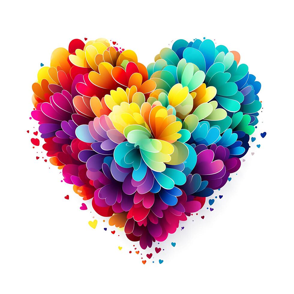 AI generated View of a colorful heart love design photo