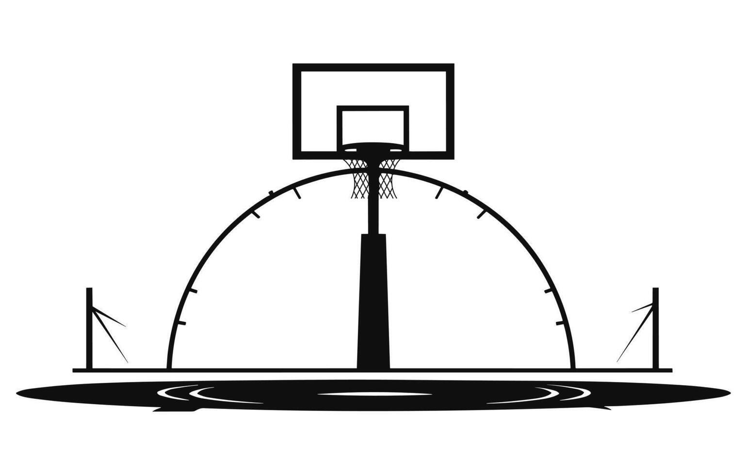 baloncesto Corte plano vector icono,baloncesto Corte vector negro línea ilustración aislado blanco