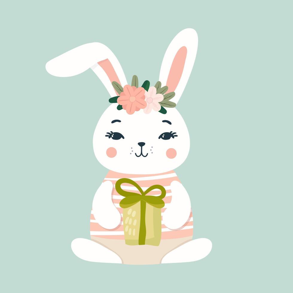 cute bunny easter. Symbol of Great Easter. vector