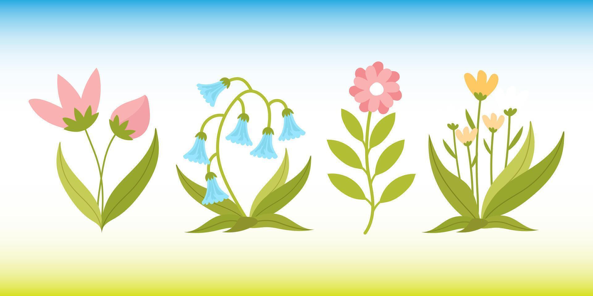 set of flat design flowers vector