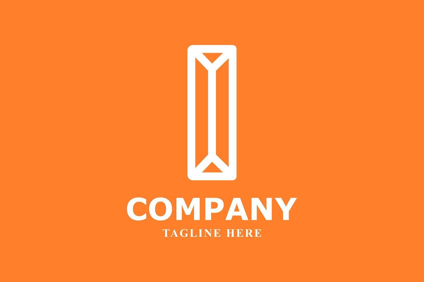 lineart letter i logo on an orange background vector