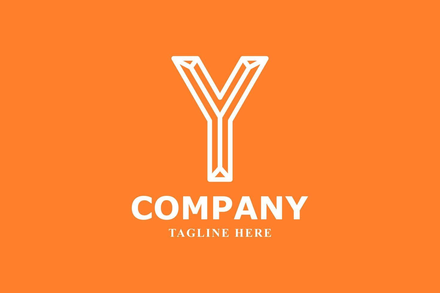 lineart letter y logo on an orange background vector