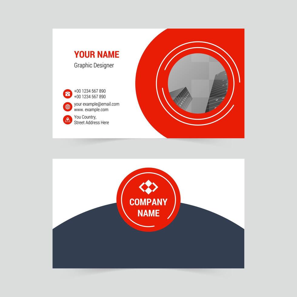 Red and black modern business card template vector