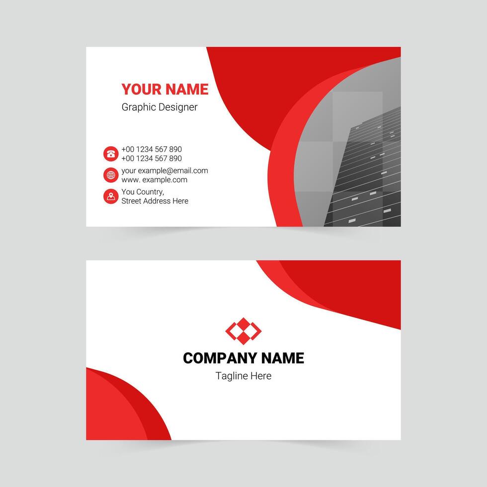 Red modern business card template vector