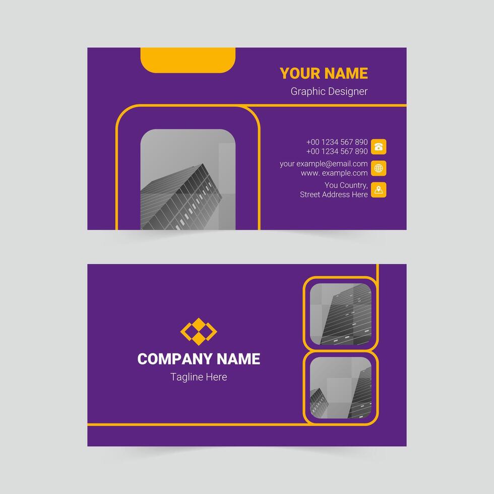 Purple and Yellow Modern Business Card vector