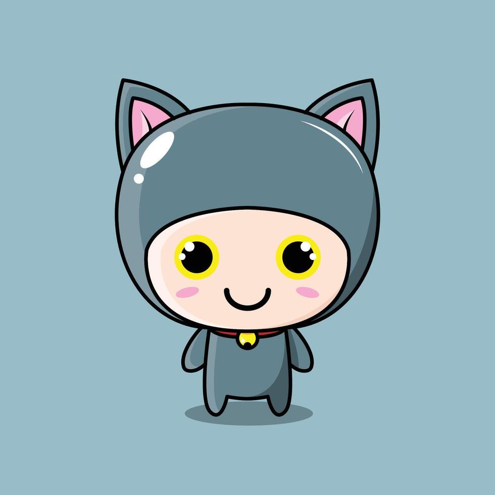 Cat Character Blue Grey vector