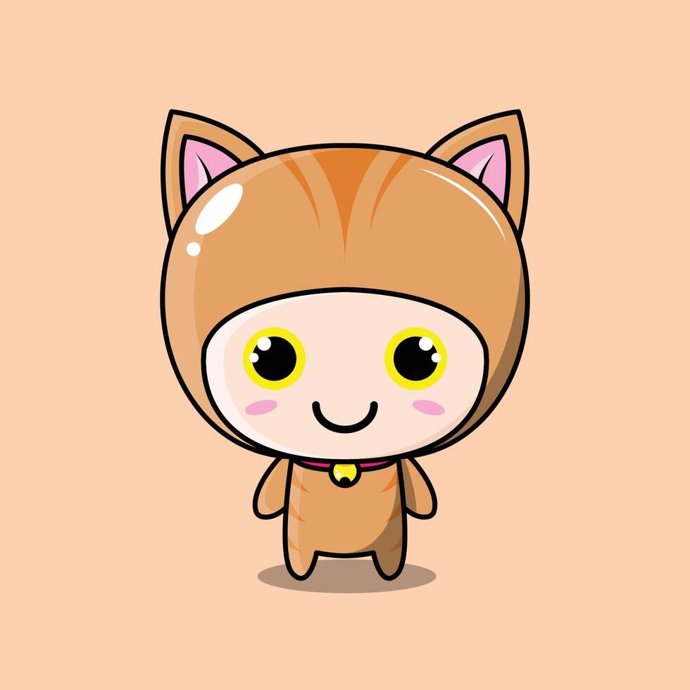 gato personaje naranja vector