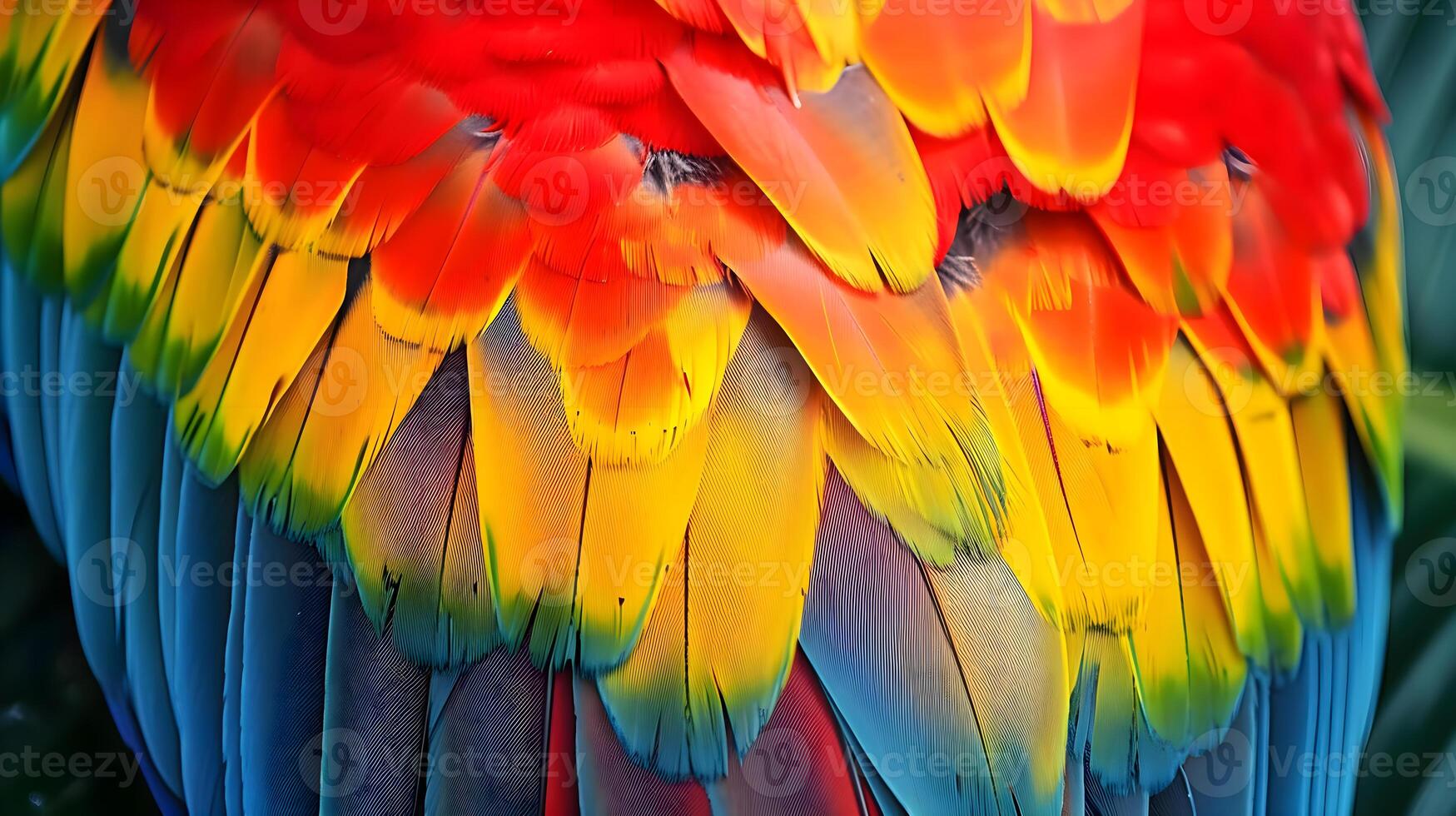 AI generated a close up of a multicolored parrot's feathers photo