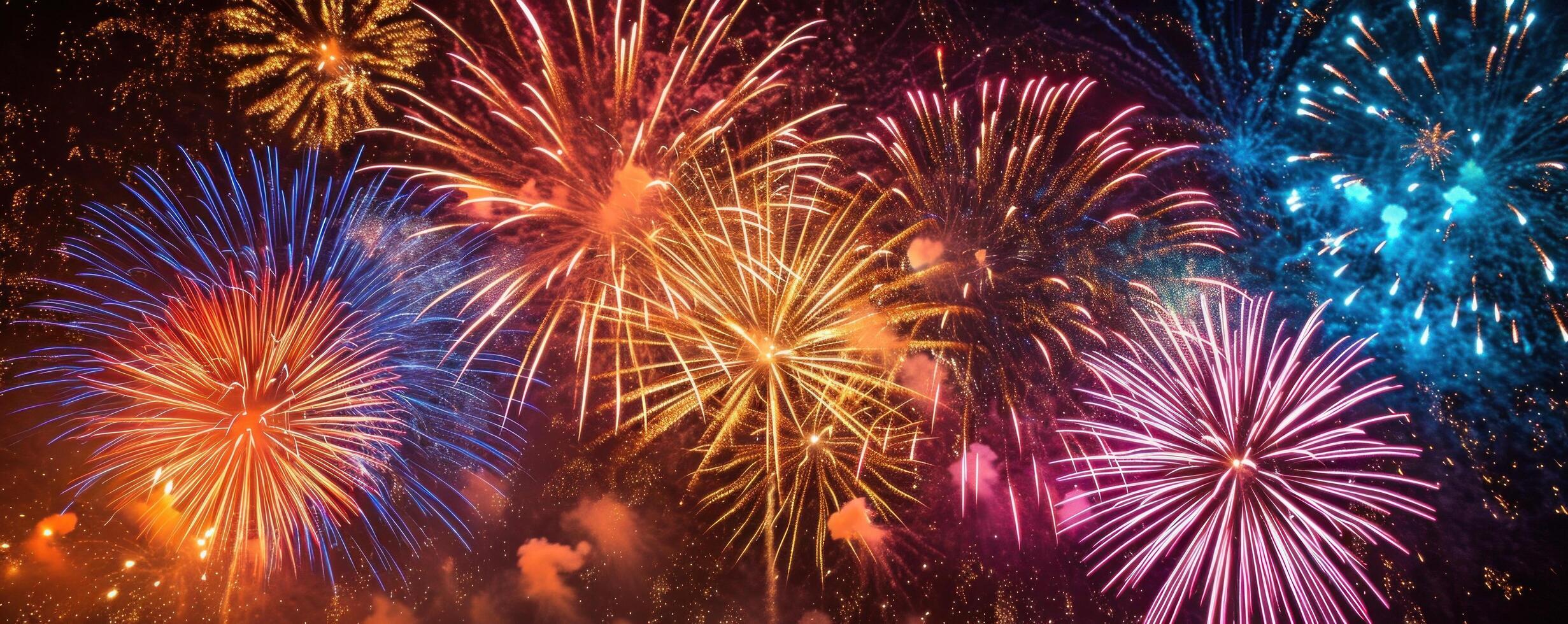 AI generated a colorful display of fireworks on a night sky photo