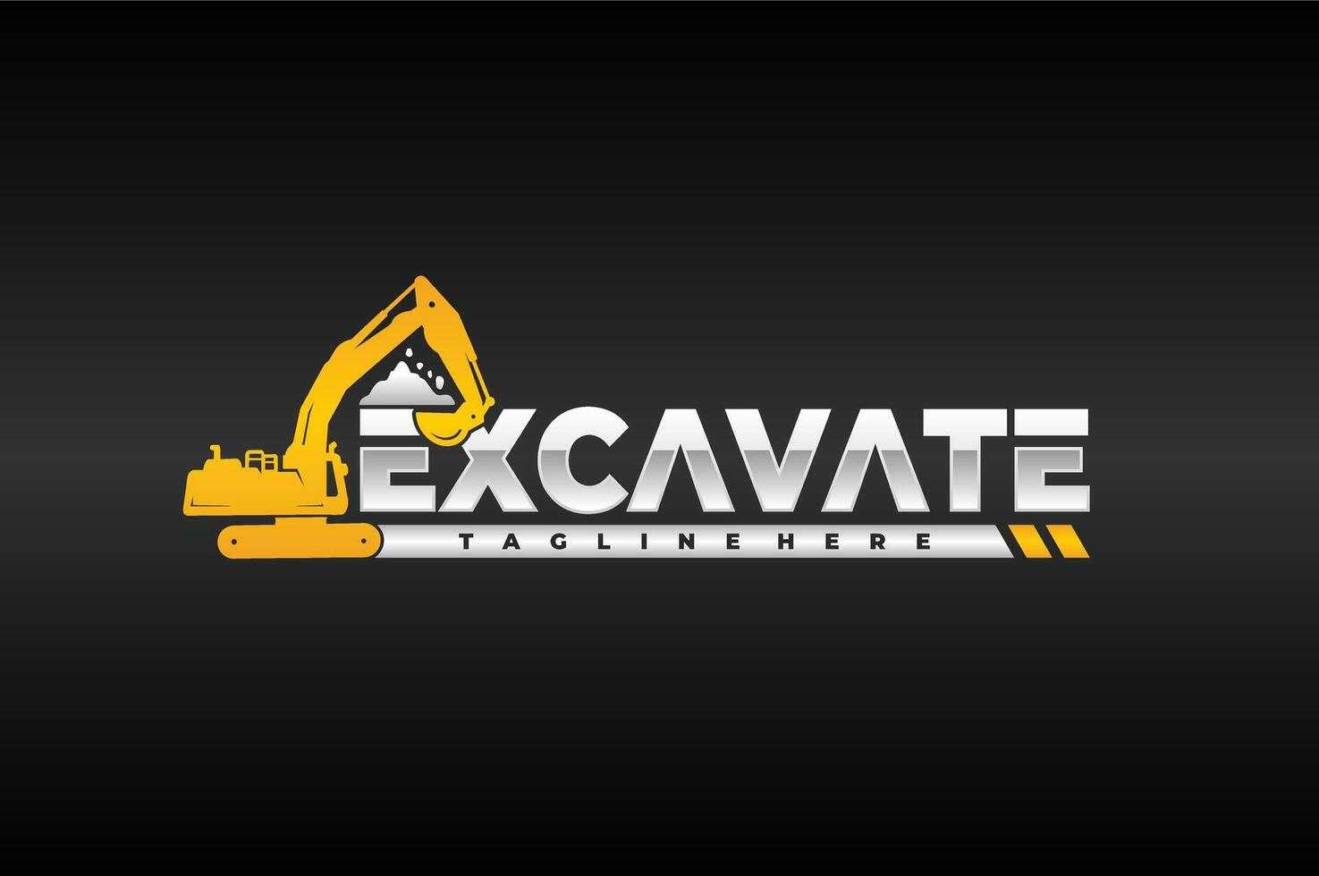 excavator rock logo vector