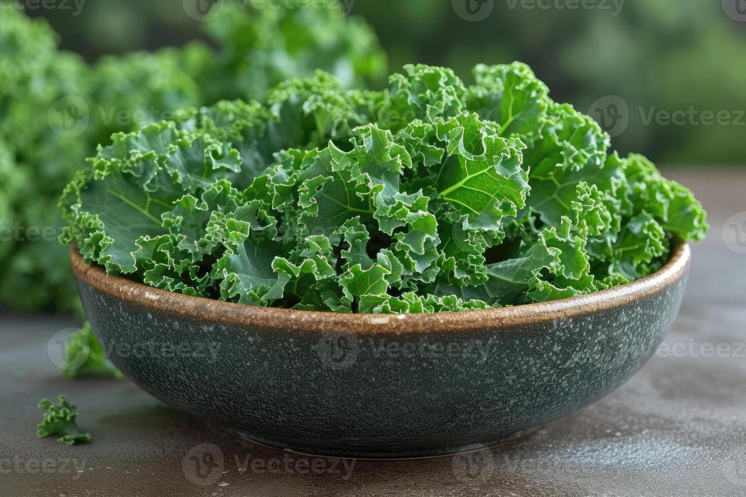 AI generated kale isolated kitchen table professional advertising food photography photo