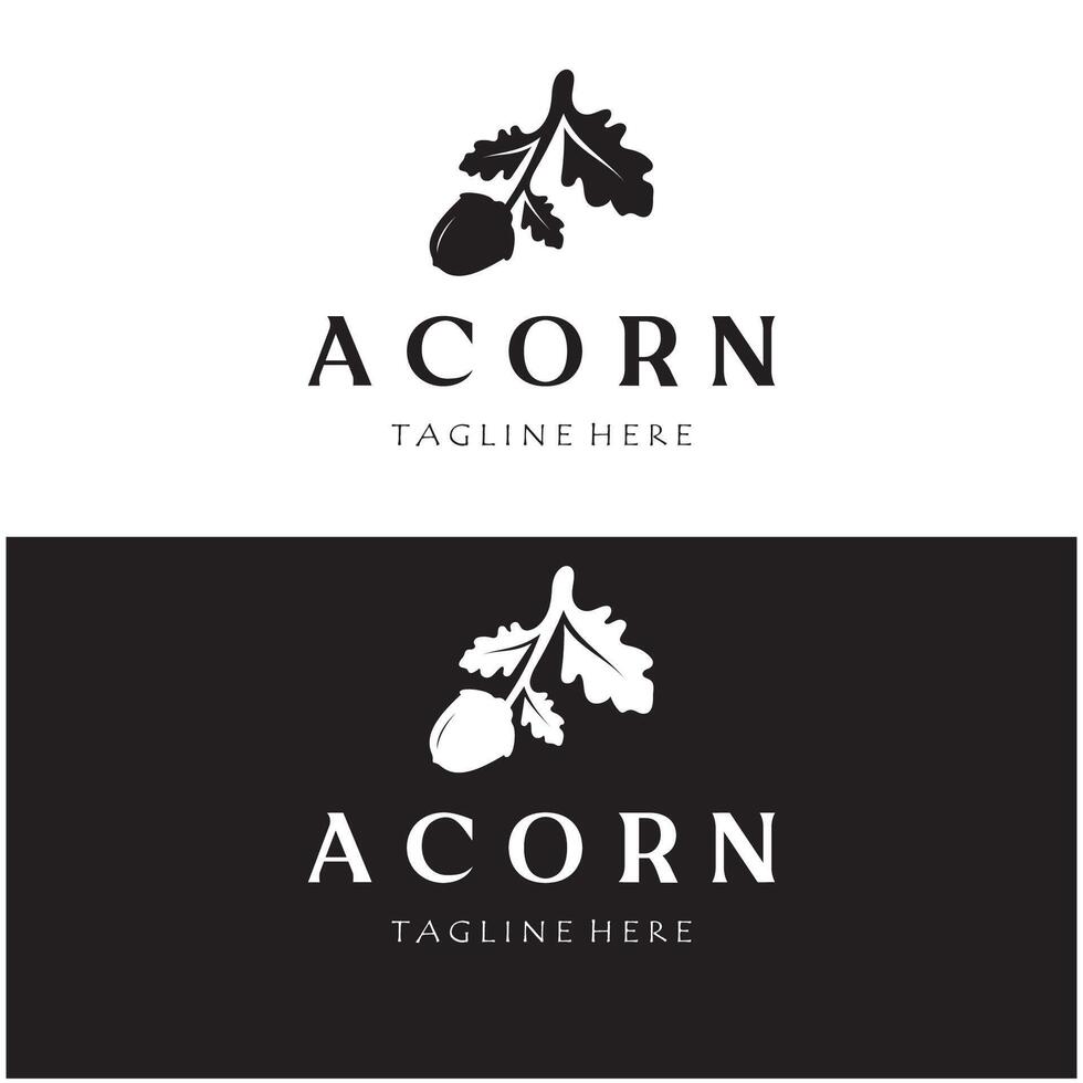 Simple Acorn logo design with leaves,oak leaves logo,isolated with vector illustration editing