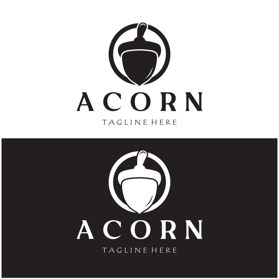 Simple Acorn logo design with leaves,oak leaves logo,isolated with vector illustration editing