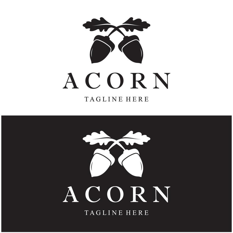 Simple Acorn logo design with leaves,oak leaves logo,isolated with vector illustration editing