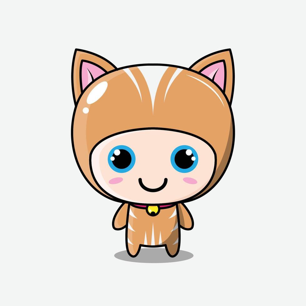 gato personaje naranja blanco vector