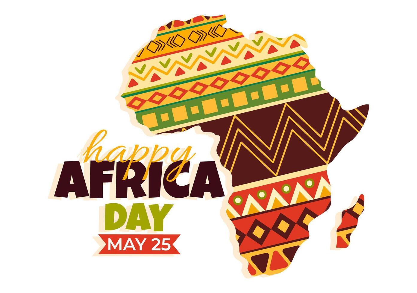 Happy Africa Day Vector Illustration on 25 May with Culture African Tribal Figures and Typical Animal in Flora and Fauna Flat Cartoon Background