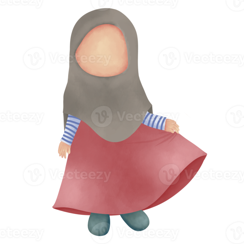 illustration of cute musimah faceless png