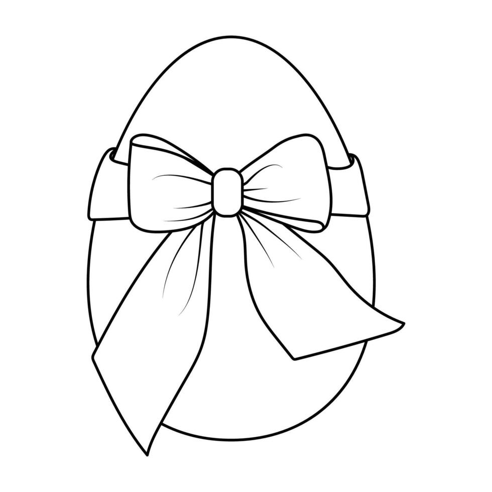 An Easter egg tied with a ribbon. Contoured Easter drawing.Coloring eggs vector