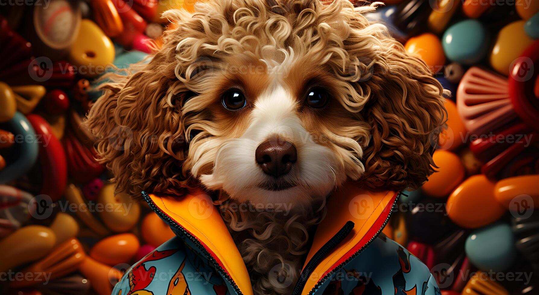 AI generated Beautiful view of a variety of dogs and dog clothes in a shopping mall photo