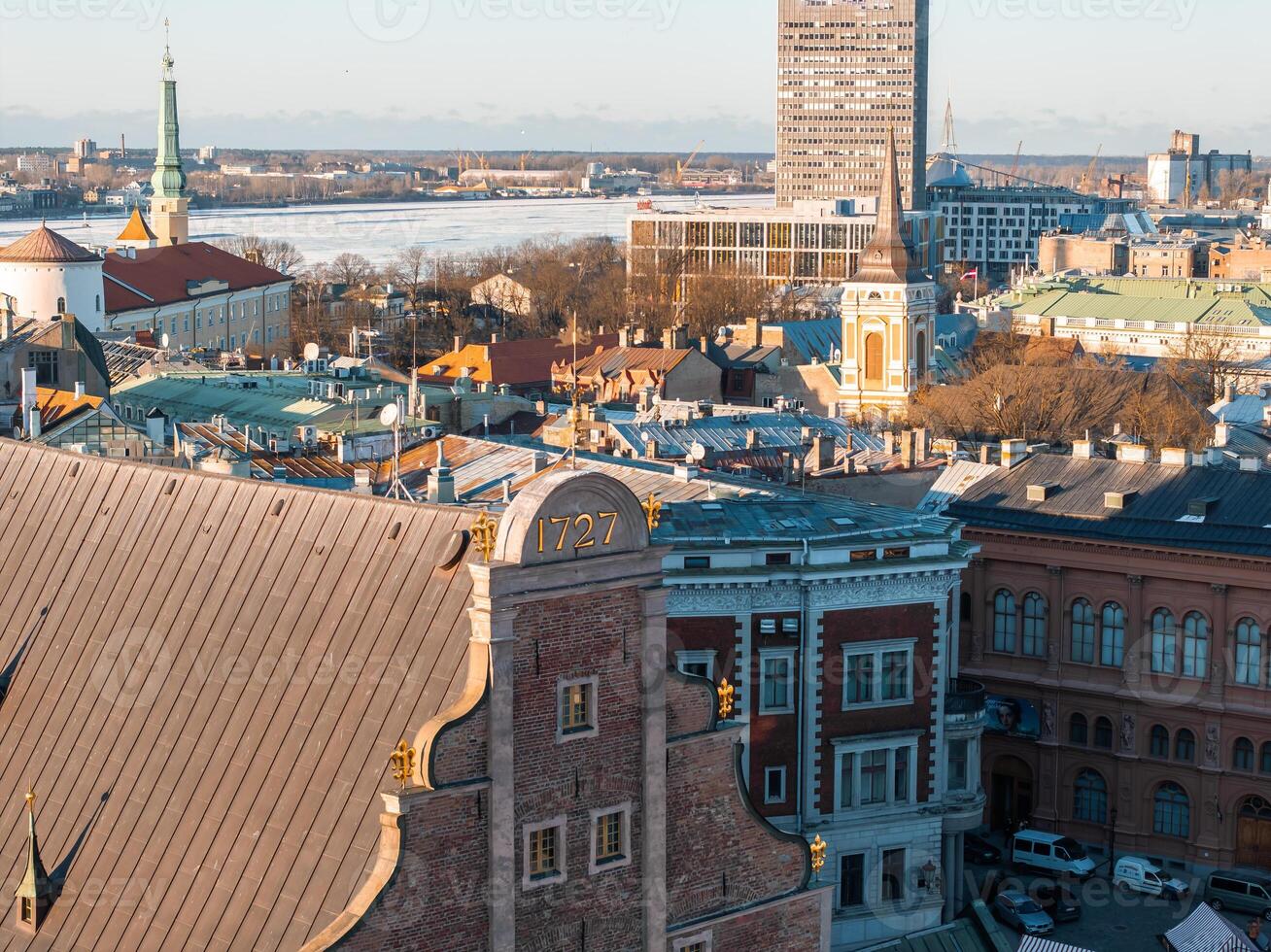 Beautiful aerial Riga view from above. photo